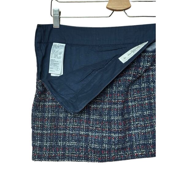 Abercrombie & Fitch Size 10 Navy Blue Wool Blend Tweed Micro Mini Skirt Preppy - Picture 4 of 7